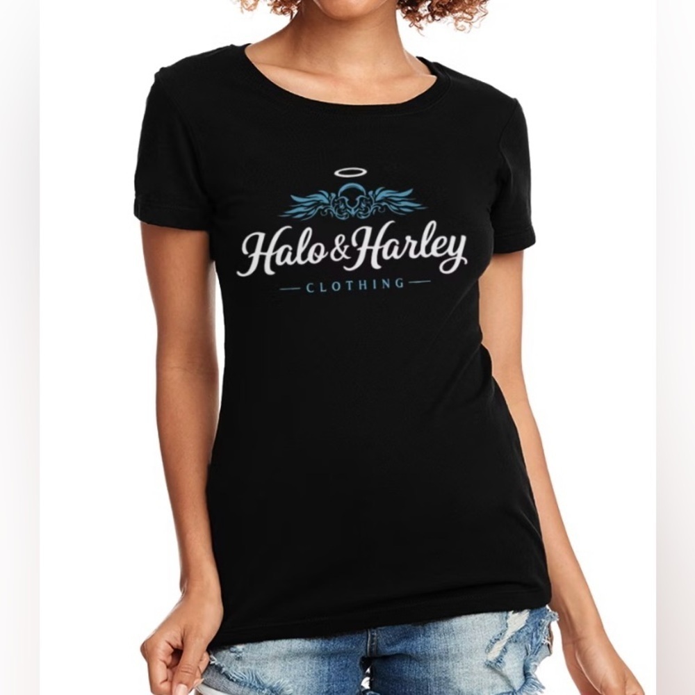 Halo & Harley Black Graphic Tee